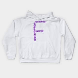 Lavender Letter F Hand Drawn in Watercolor and Ink Kids Hoodie